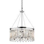 Люстра круглая цвета хром с вертикальными стеклянными трубками и круглыми подвесками Kichler варинант исполнения - 1 | Loft Concept в Перми