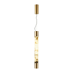 Подвесной светильник цилиндрической формы с плафоном из алебастра и металлическими торцами Латунь 60 см Cryptocrystalline Stone варинант исполнения - 2 | Loft Concept в Перми