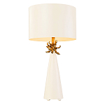 Настольная лампа с декоративным элементом золотого цвета и цилиндрическим абажуром из папье-маше светлого оттенка Flambeau варинант исполнения - 1 | Loft Concept в Перми