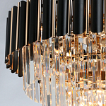 Люстра из черного металла с многоярусными подвесками из прозрачного хрусталя на золотой цепи Empire Black Chandelier Crystal варинант исполнения - 6 | Loft Concept в Перми