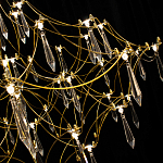 Люстра подвесная с изогнутым металлическим каркасом и множеством хрустальных подвесок Золото Диаметр 80 см Quasar варинант исполнения - 1 | Loft Concept в Перми