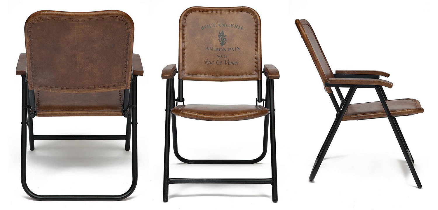 Складной кожаный стул Industrial Folding buffalo leather chair Складной кожаный стул Industrial Folding buffalo leather chair - Loft-Concept в Перми