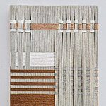 Панно из шнура Бежевая геометрическая абстракция wall panel line beige  варинант исполнения - 1 | Loft Concept в Перми