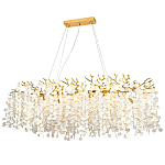 Линейная люстра с круглыми хрустальными подвесками Fairytree Gold Crystal Branches Linear Chandelier  варинант исполнения - 1 | Loft Concept в Перми