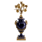 Подсвечник из темно-синего фарфора с бронзовыми элементами и цветами Eden Garden варинант исполнения - 1 | Loft Concept в Перми