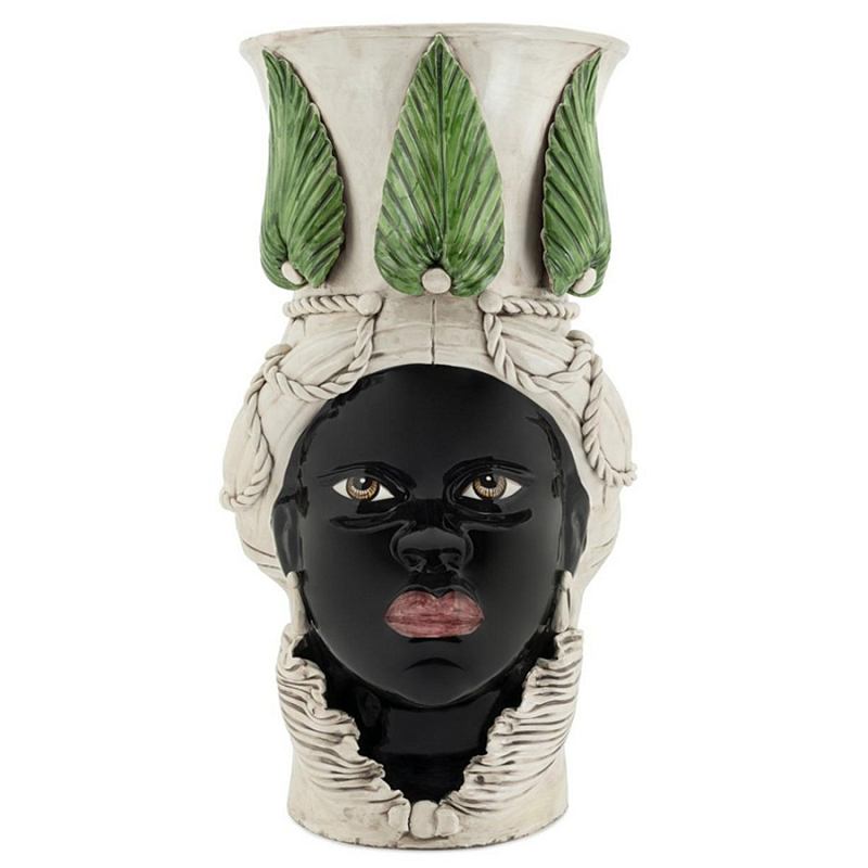 Ваза Vase Moro Lady Giant With Leaf Черный Бежевый Зеленый Ваза Vase Moro Lady Giant With Leaf Черный Бежевый Зеленый в Перми | Loft Concept