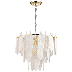 Люстра с декором из рельефного стекла в виде перьев Abelia Feather Chandelier 10 варинант исполнения - 2 | Loft Concept в Перми