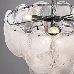 Люстра из белых стеклянных дисков на серебрянном каркасе White Glowing Reflectors варинант исполнения - 5 | Loft Concept в Перми