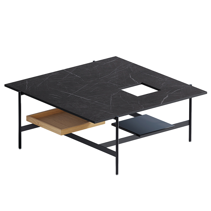 Karat журнальный столик цвета тёмный камень с съемным подносом Серый Черный в Перми | Loft Concept 
