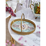 Блюдо овальное с ручкой и голубым фарфоровым дном с цветочным рисунком Blue Garden варинант исполнения - 3 | Loft Concept в Перми