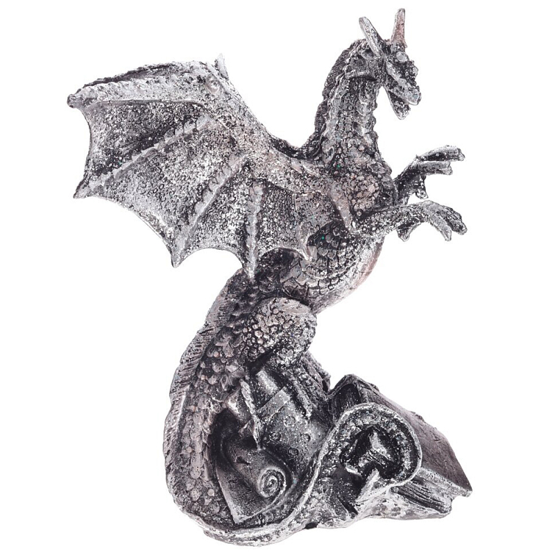 Декоративная статуэтка Дракон Silver Dragon Treasure Keeper Statuette Серебряный Черный Декоративная статуэтка Дракон Silver Dragon Treasure Keeper Statuette Серебряный Черный в Перми | Loft Concept