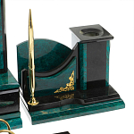 Настольный письменный набор из змеевика тёмно-зелёного цвета с декором в виде орла Successful Leader варинант исполнения - 5 | Loft Concept в Перми