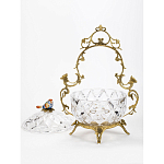 Конфетница с бронзовой ручкой и фарфоровой птичкой на крышке Eden Garden варинант исполнения - 2 | Loft Concept в Перми