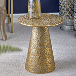 Журнальный столик с конусообразной основой и текстурной поверхностью золотого цвет Ethnic Metal варинант исполнения - 3 | Loft Concept в Перми