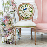 Стул бежевый из натурального бука с изображением птиц и цветов Blooming Blue Birds варинант исполнения - 3 | Loft Concept в Перми