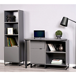 Стеллаж книжный цвета графит с 3-мя открытыми полками и дверкой Strict Lines варинант исполнения - 4 | Loft Concept в Перми