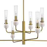 Люстра с 8-ю плафонами в форме стеклянных трубок и мраморных декоративных элементов Montreal варинант исполнения - 6 | Loft Concept в Перми