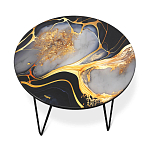 Стол журнальный с круглой столешницей из стекла Gold and Black Marble варинант исполнения - 2 | Loft Concept в Перми