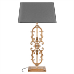 Настольная лампа на ажурном чугунном основании с тканевым серым абажуром Openwork Lamp варинант исполнения - 1 | Loft Concept в Перми