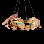 Люстра круглая на золотом каркасе с птичками и цветочным декором Miscellaneous herbs варинант исполнения - 4 | Loft Concept в Перми