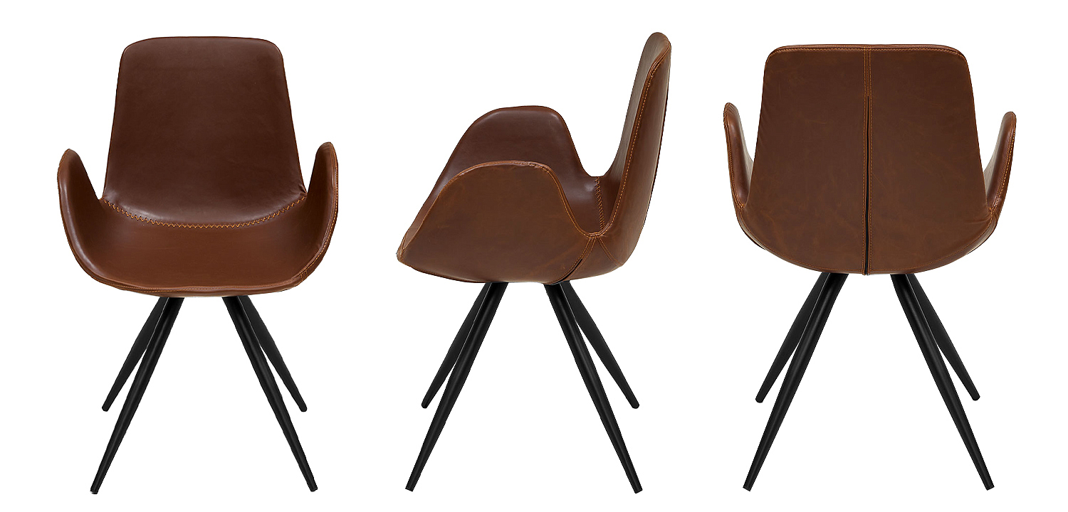 Стул коричневый с обивкой из эко-кожи Leigh Chair Стул коричневый с обивкой из эко-кожи Leigh Chair - Loft-Concept в Перми