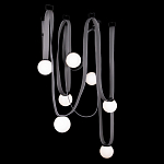 Подвесной светильник с серыми кожаными ремнями и белыми стеклянными плафонами в виде шаров Flos Wireline Lighting варинант исполнения - 8 | Loft Concept в Перми