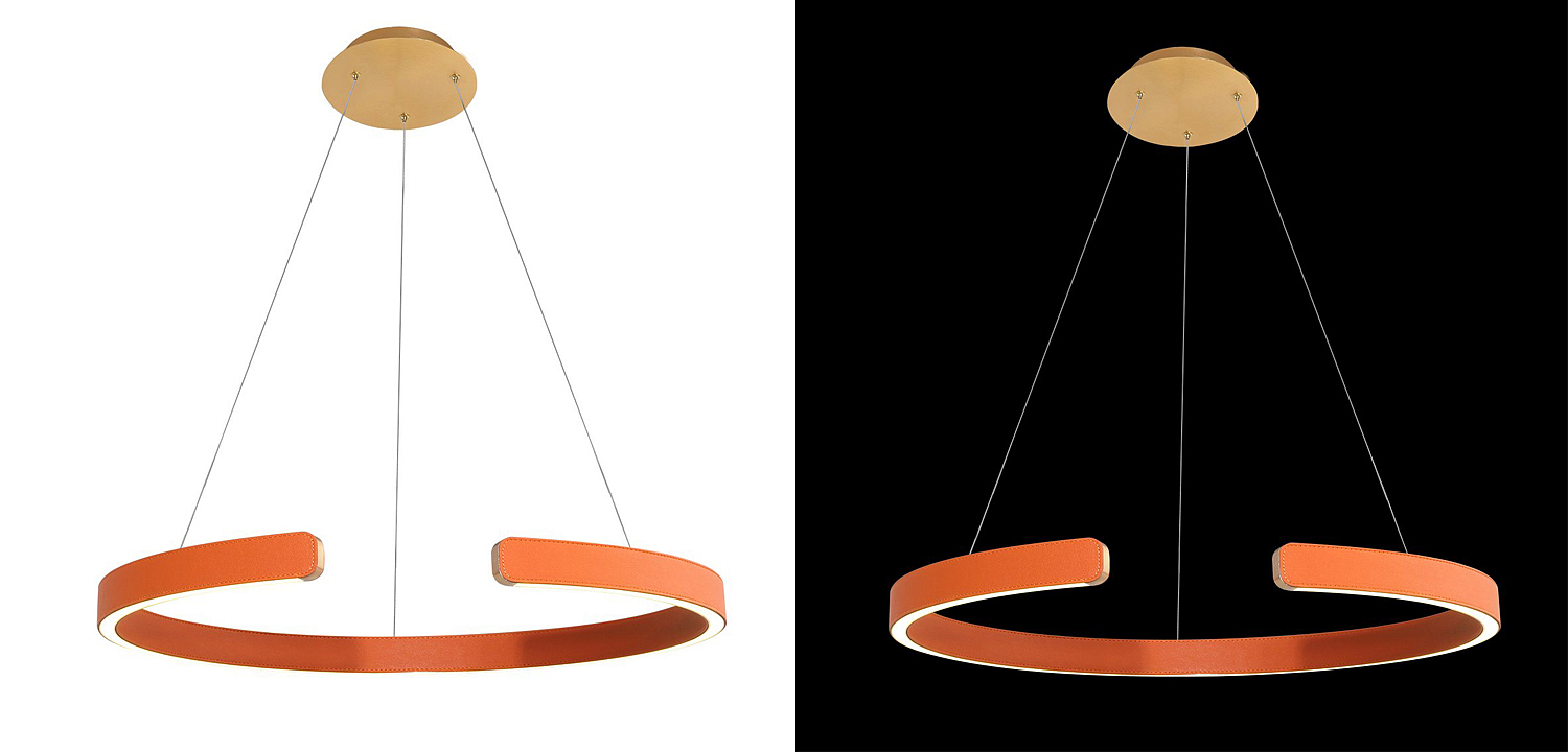 Подвесной светильник Half Ring orange leather Подвесной светильник Half Ring orange leather - Loft-Concept в Перми
