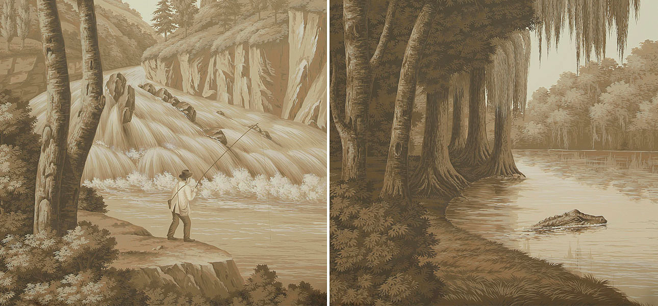 Обои ручная роспись North American River Views Sepia on scenic paper Обои ручная роспись North American River Views Sepia on scenic paper - Loft-Concept в Перми