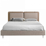 Кровать двуспальная серая с изголовьем из экокожи и ткани Modern Look варинант исполнения - 3 | Loft Concept в Перми