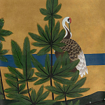 Обои ручная роспись Tsuro Cranes Original colourway on Gold Bullion gilded silk варинант исполнения - 2 | Loft Concept в Перми