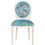 Стул из массива бука бирюзовый с изображением птиц и цветов Turquoise Beige Chinoiserie Peach Garden Chair варинант исполнения - 1 | Loft Concept в Перми