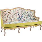 Диван из натурального бука бежевый с изображением птиц и цветов Beige Green Chinoiserie Garden Sofa варинант исполнения - 3 | Loft Concept в Перми