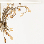 Люстра подвесная круглая с тканевым полупрозрачным абажуром и подвесками 6 ламп Gilded Elegance варинант исполнения - 6 | Loft Concept в Перми