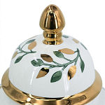 Ваза белая с крышкой с рисунком зеленых и золотых листьев 40 см Chinoiserie Ceramics варинант исполнения - 1 | Loft Concept в Перми