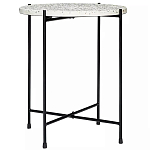 Кофейный столик с круглой разноцветной столешницей на 4-х черных ножках Multicolored Stone Composite варинант исполнения - 1 | Loft Concept в Перми