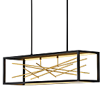 Люстра прямоугольная черного цвета с декором в виде ветвей в золотой отделке Hinkley варинант исполнения - 1 | Loft Concept в Перми