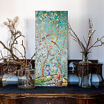 Постер на холсте в стиле шинуазри с изображением сада Chinoiserie Imperial Garden Birds and People Poster варинант исполнения - 3 | Loft Concept в Перми