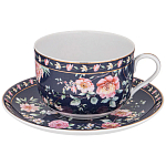 Чайный набор из фарфора синий на 6 персон 12 предметов Flower Porcelain Collection варинант исполнения - 1 | Loft Concept в Перми