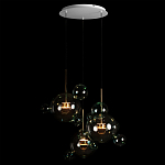 Люстра подвесная с прозрачными бирюзовыми стеклянными шарами и круглым основанием 3 лампы Giopato & Coombes варинант исполнения - 2 | Loft Concept в Перми