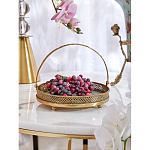 Блюдо круглое с ручкой и голубым фарфоровым дном с цветочным рисунком Blue Garden варинант исполнения - 4 | Loft Concept в Перми