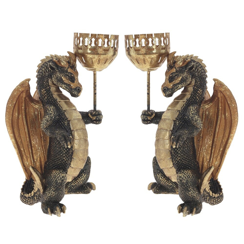 Подсвечник в виде дракона Dragon candlestick L or R Золотой Коричневый Зеленый Подсвечник в виде дракона Dragon candlestick L or R Золотой Коричневый Зеленый в Перми | Loft Concept