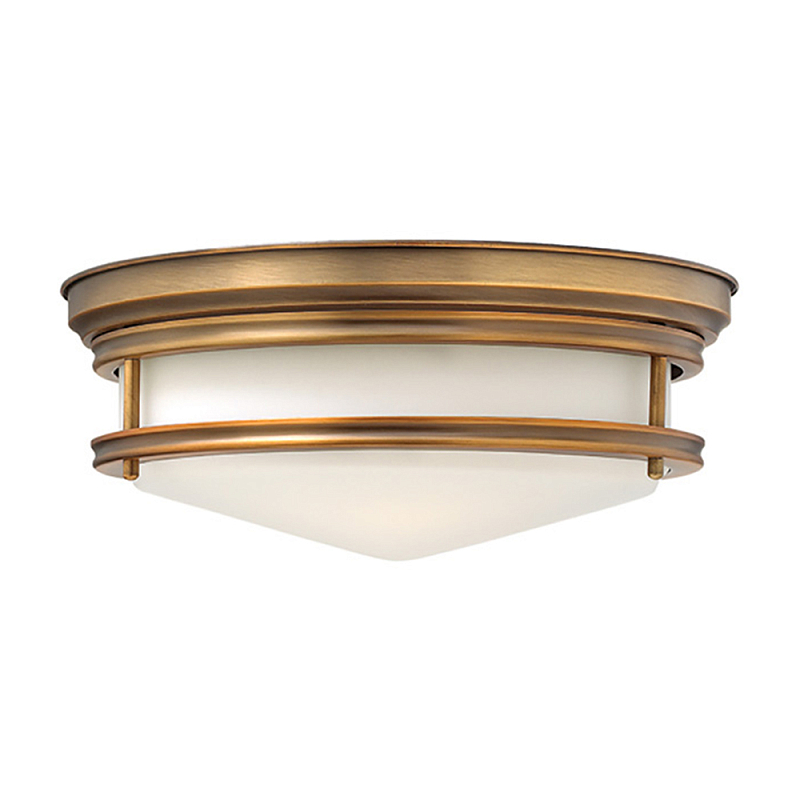 Потолочный светильник с белым матовым стеклянным плафоном в форме перевернутого конуса Hinkley Белый Бронза Хром в Перми | Loft Concept 