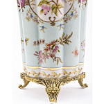 Ваза голубого цвета из фарфора с цветочным рисунком и бронзовой стрекозой Blue Garden варинант исполнения - 3 | Loft Concept в Перми