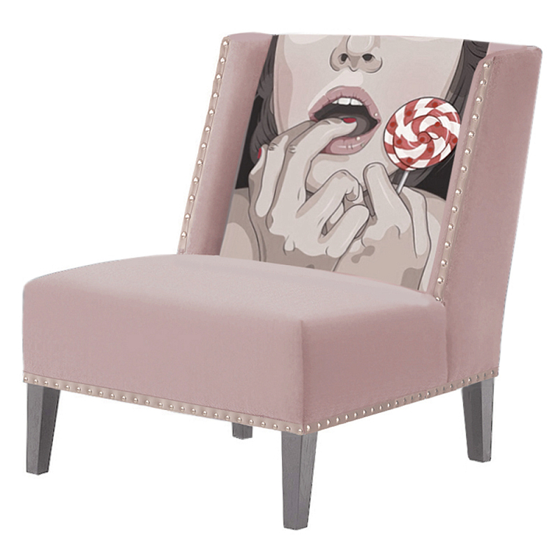 FUN Armchair Lollipop Pink Дизайнерское кресло с цветным принтом Розовый пастельный в Перми | Loft Concept 