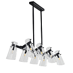 Люстра светодиодная с 8-ю прозрачными плафонами из акрила и стали Glass Cylinder Black варинант исполнения - 3 | Loft Concept в Перми