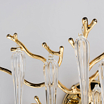 Бра золотого цвета с разветвленными ветвями и длинными прозрачными подвесками в форме стеклянных сосулек Droplet Chandelier варинант исполнения - 5 | Loft Concept в Перми