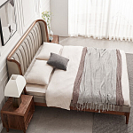 Кровать двуспальная с мягким изголовьем Moon Walnut Bed варинант исполнения - 4 | Loft Concept в Перми