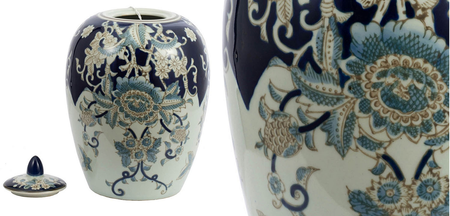 Ваза с крышкой Blue & White Ornament Vase barrel Ваза с крышкой Blue & White Ornament Vase barrel - Loft-Concept в Перми