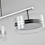 Люстра светодиодная с 4-мя круглыми прозрачными плафонами цилиндрической формы из акрила и стекла с пультом для регулировки света Glass Lamp Chromium варинант исполнения - 2 | Loft Concept в Перми