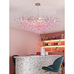 Люстра овальная с розовыми стеклянными подвесками в форме капель FAIRYTREE Light варинант исполнения - 3 | Loft Concept в Перми